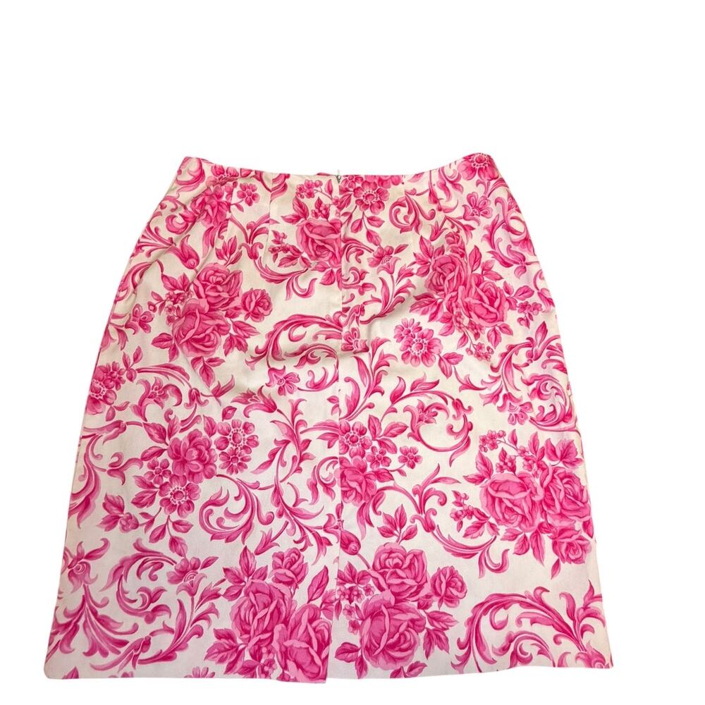 Talbots Petites Pink Rose Floral Cotton Pencil Skirt